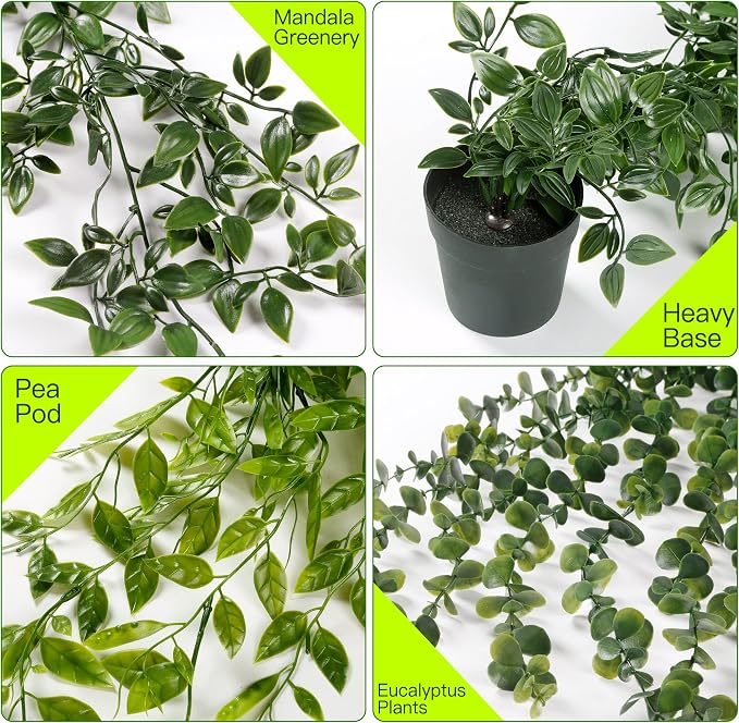 Sggvecsy Fake Hanging Plants 3 Pack Artificial Eucalyptus Fake Potted Greenery - Image 6