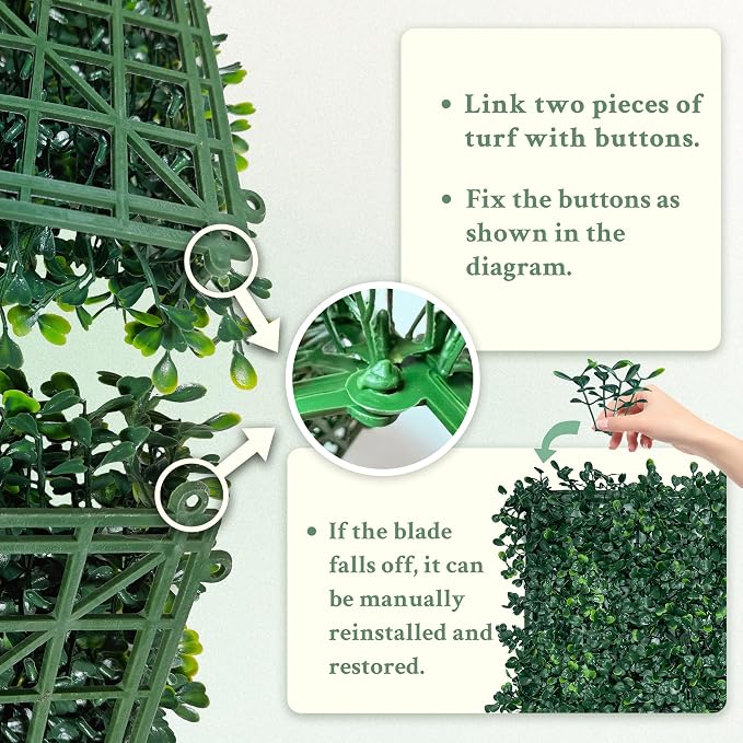 ODTORY Artificial Boxwood Wall Panels 20x20 inch 26Pcs, UV-Anti Faux Greenery - Image 4