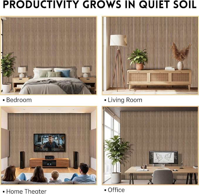 4 Pack Wood Panels for Wall, 106.3" × 11" Wood Slat Acoustic Panels for Wall - Image 8