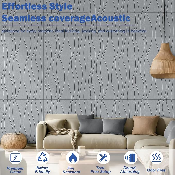 6 PCS Acoustic Panels, 23.6x23.6'' Self-Adhesive Soundproof Wall Panels - Image 3