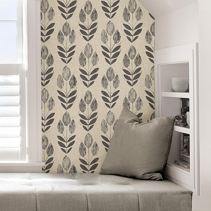 NuWallpaper Folk Tulip Peel and Stick Wallpaper, Textured Removable Wallpaper - Image 5