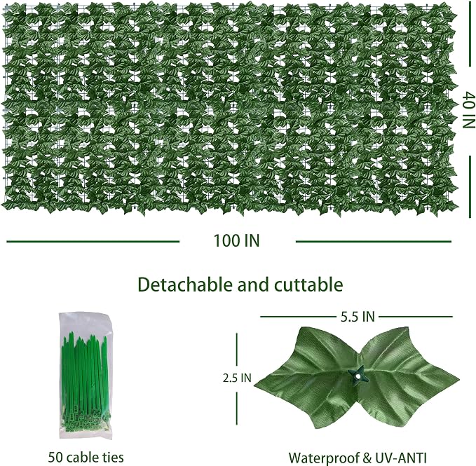 ODTORY Artificial Ivy Privacy Fence Wall Screen: 40X100 in UV-Anti Faux - Image 2