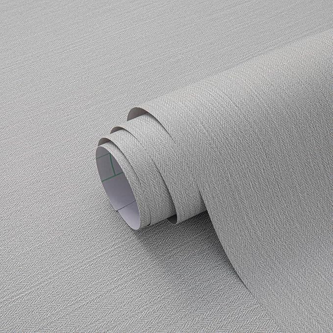 24"x393" Grey Grasscloth Peel and Stick Fabric Textured Contact Paper Removable - Image 8