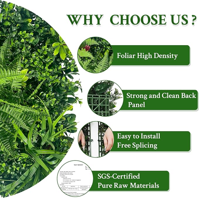 ODTORY Artificial Grass Wall Backdrop Panels: 20X20 in 12P UV-Anti Greenery - Image 4