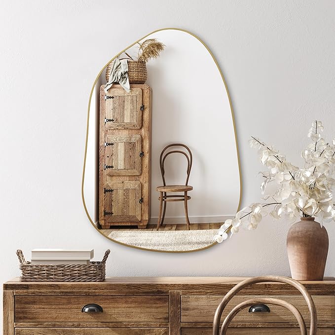 PERFNIQUE Irregular Wall Mirror Asymmetrical Mirror, Decorative Modern Wall by PERFNIQUE