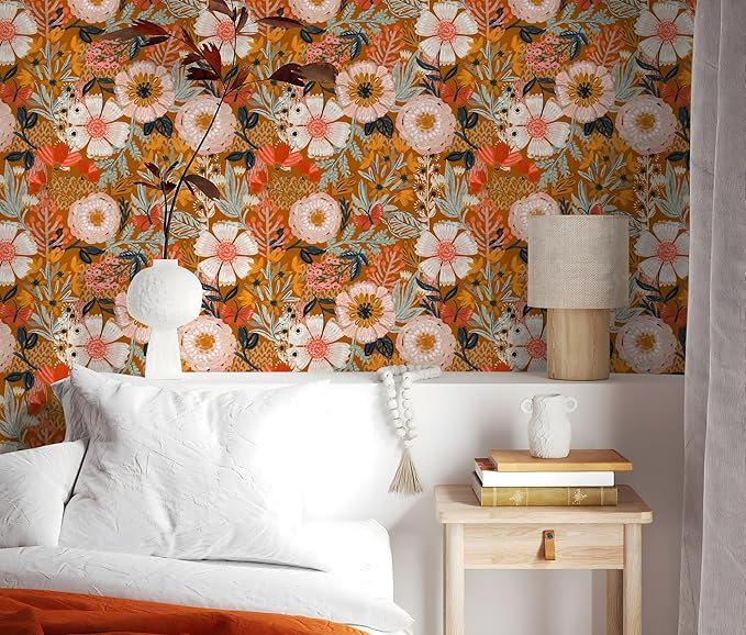 HAOKHOME Boho Peel and Stick Wallpaper Floral Wall Paper Removable - Image 5
