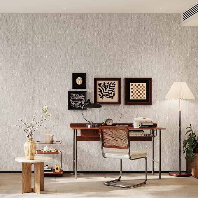 Haimin Fabric Wallpaper Textured Contact Paper Peel and Stick Faux Linen Wall - Image 5
