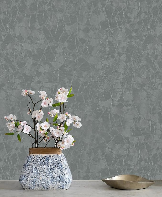 Yasinet Peel and Stick Wallpaper Removable Wallpaper Modern Grey-Green Embossed - Image 6