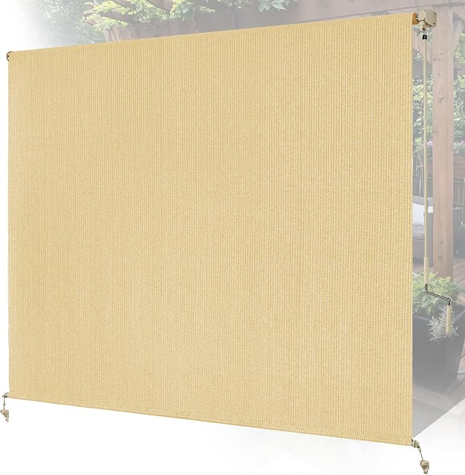 12'W x 8'H Sesame Outdoor Roller Shade by Unknown