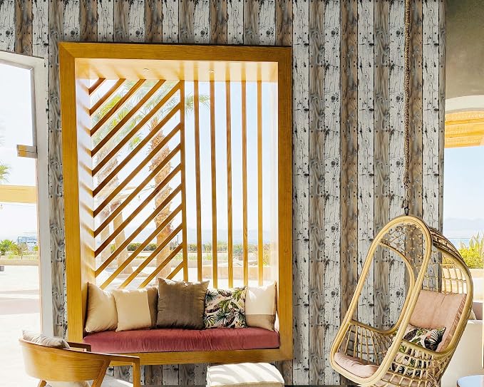 FLFK Rustic Wood Wallpaper Peel and Stick Wood Grain Shiplap Design Wall Paper - Image 6