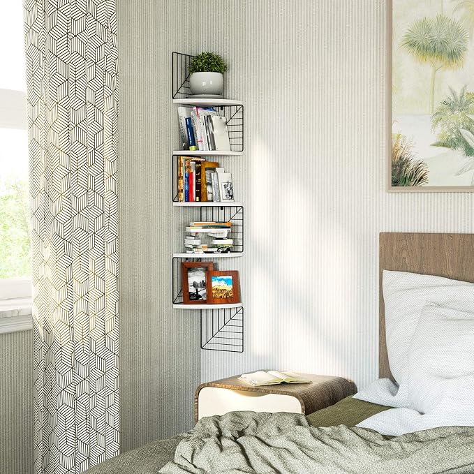 Love-KANKEI Corner Shelf Wall Mount of 5 Tier Rustic Wood Floating Shelves Wall - Image 5