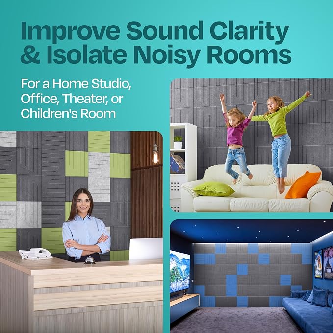 Acoustic Panels 12-Pack Soundproof Wall Panels 12"x12"x0.4" Decorative Sound - Image 7