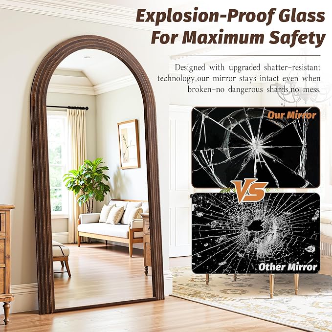 Antok Full Length Mirror 76"×41" Floor Mirror Standing Tall Mirror, Arched - Image 5