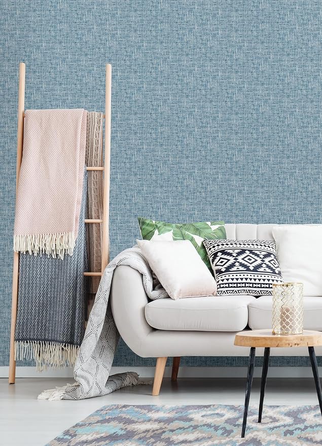 NuWallpaper NU2918 Navy Poplin Texture Peel & Stick Wallpaper - Image 4