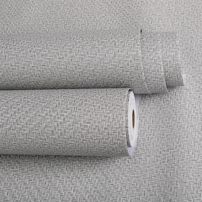 Haimin Fabric Wallpaper Textured Contact Paper Gray Grasscloth Wallpaper Peel - Image 8