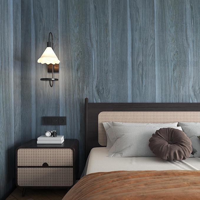 BOMENG Large Blue Wood Contact Paper Peacock Wallpaper Stick and Peel - Image 8