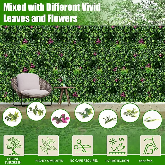 Artificial Grass Wall Panels, UV-Anti Fake Greenery Plant Boxwood Panels - Image 3