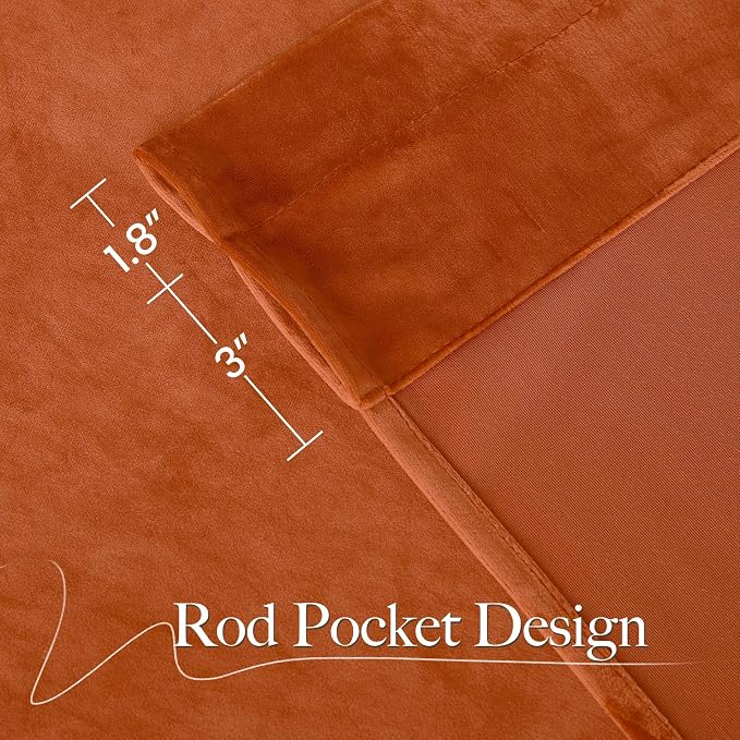 NICETOWN Orange Velvet Curtains 96 inch Long - Image 6