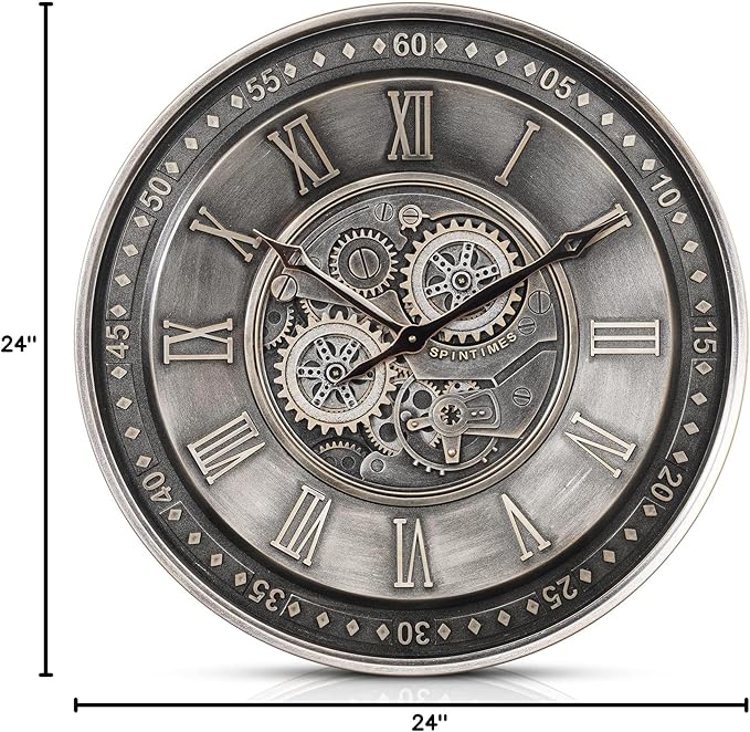 CLXEAST 24 Inch Large Moving Gear Wall Clock - Image 10