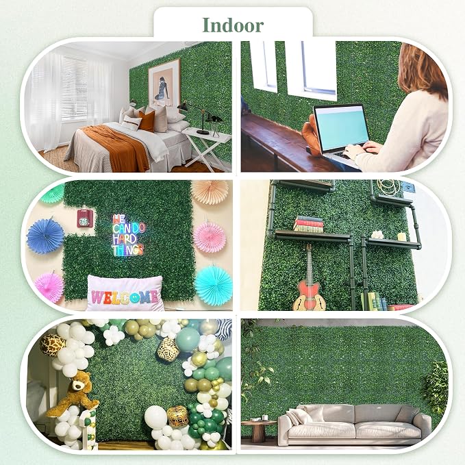 ODTORY Artificial Greenery Grass Wall Panel, 10x10 Inch 6-Pack, UV-Anti Fake - Image 6
