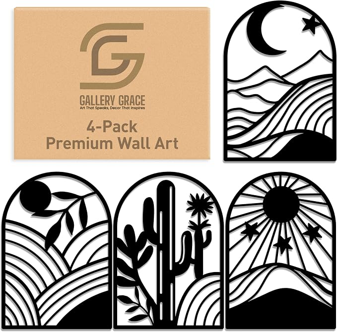 GALLERY GRACE Metal Wall Art Decor – 11" x 16", Office – Boho Minimalist Black - Image 2