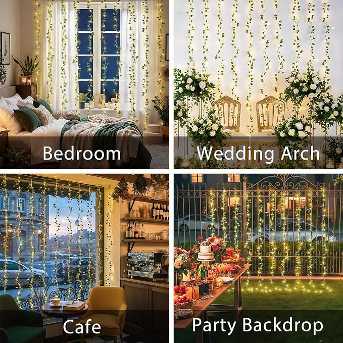 suddus 300 LED Vines with Lights Plug in, 9.8ft x 9.8ft Fairy Lights with Vines - Image 3