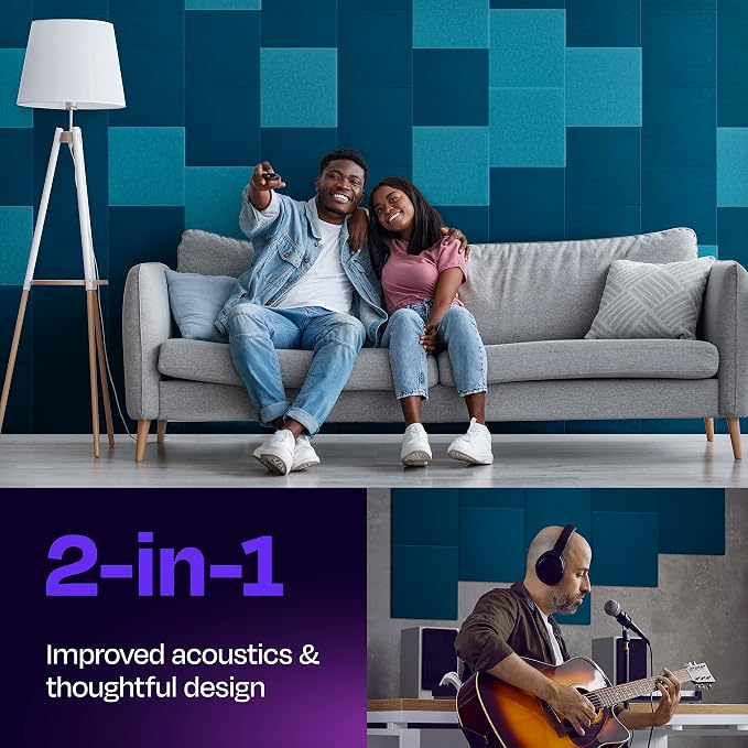 Acoustic Panels 12-Pack Soundproof Wall Panels 12"X12"X0.4" Sound Panels High - Image 2