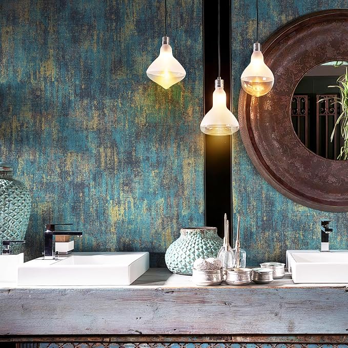 JiffDiff Vintage Metallic Peel and Stick Wallpaper Industrial Metallic Concrete - Image 4