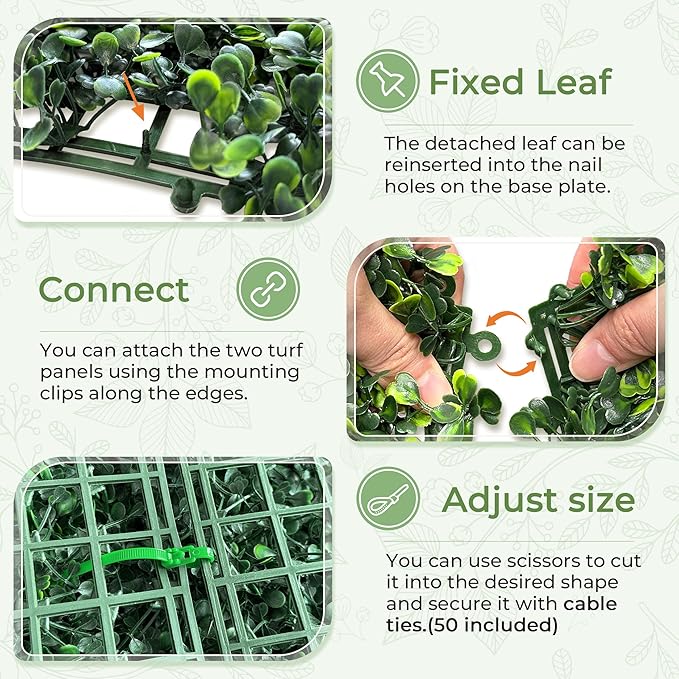 Artificial Boxwood Backdrop Roll: 48"x144" UV-Anti Greenery Faux Grass Hedge - Image 3