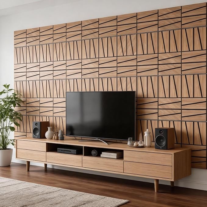 WoveN SounD Artisan Acoustic Wall Panels, 16 Pack 12x12 Inch, PVC Wood Grain - Image 8
