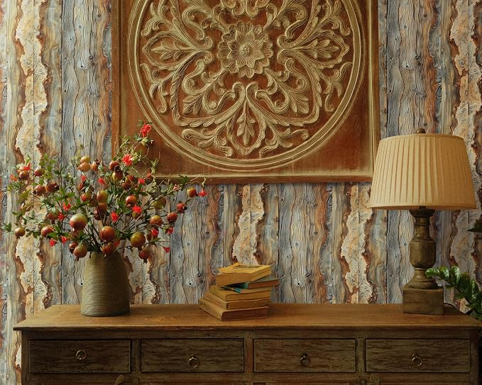 FLFK Rustic Wood Wallpaper, Peel and Stick Wood Grain Wall Mural - Image 5