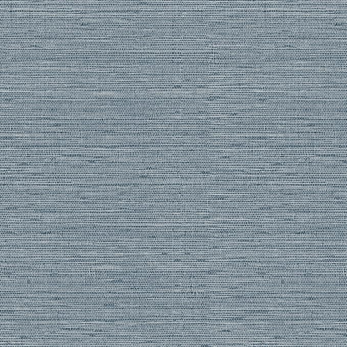 Simon&Siff Grey Blue Textured Grasscloth Peel and Stick Wallpaper 17.7"x394" - Image 2