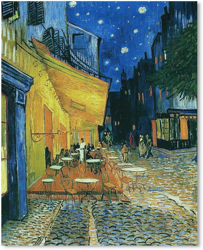 Van Gogh Canvas Wall Art: Café Terrace at Night Oil Painting Picture - Image 2
