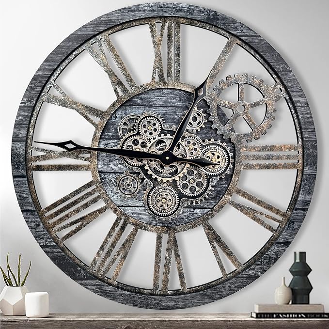 The B-Style Large Real Moving Gears Wall Clock 30 inch Rustic Retro Industrial by TheB-StyleTB