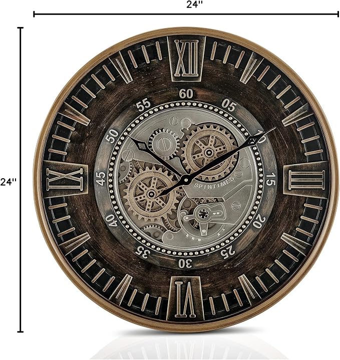CLXEAST 24 Inch Large Moving Gear Wall Clock - Image 10