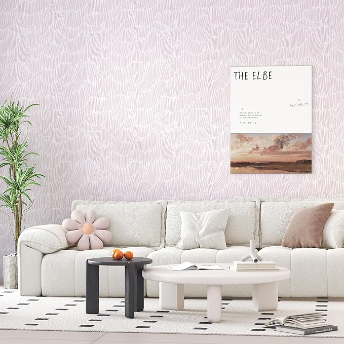 Theper Pink Striped Wallpaper Peel and Stick Wallpaper Boho 17.3"×197" Simple - Image 2