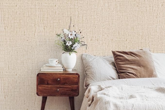Beige Grasscloth Peel and Stick Wallpaper Textured Contact Paper 15.7inch x - Image 6