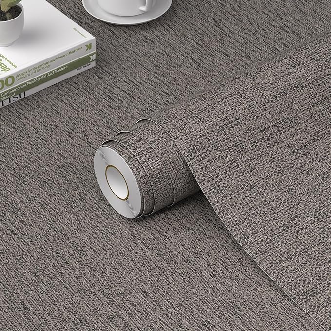 WADILE Grasscloth Peel and Stick Wallpaper 15.7in x 78.7in, Textured Contact by WADILE