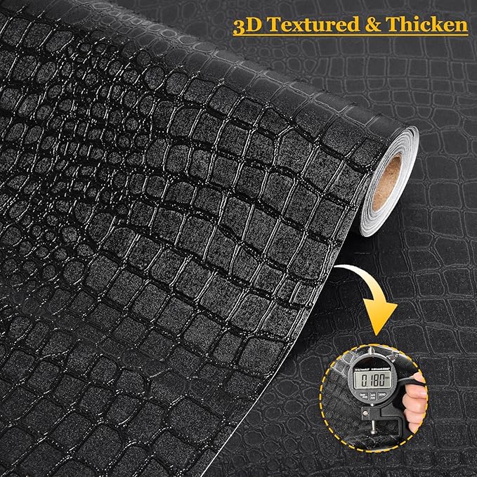 Fititem Black Peel and Stick Wallpaper 236inL 17.3inW Black Contact Paper - Image 4
