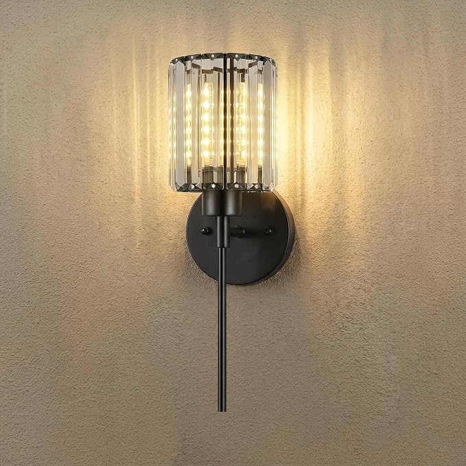 1- Pack Crystal Battery Operated Wall Sconces, Brushed Gold Rechargeable by Unknown