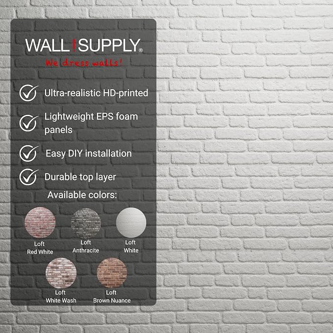 Wall!Supply 3D Wall Panels – Faux Brick, Covers 25.84 Sq Ft - Image 4