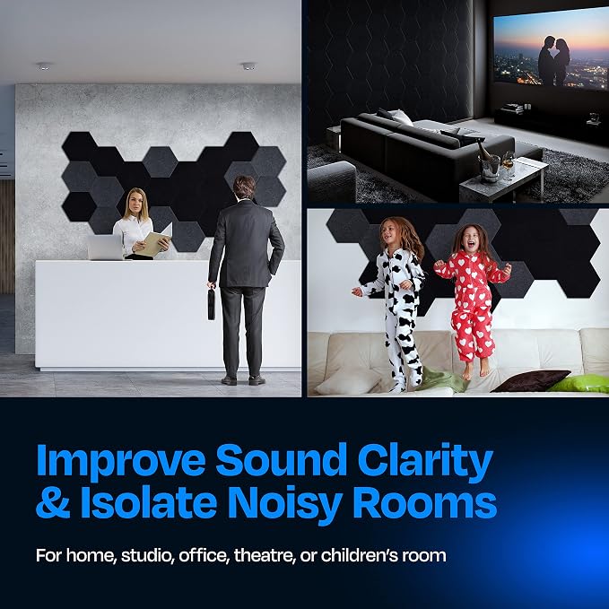 Acoustic Panels 12-Pack Soundproof Wall Panels 14"X12.1"X0.4" Sound Panels High - Image 4