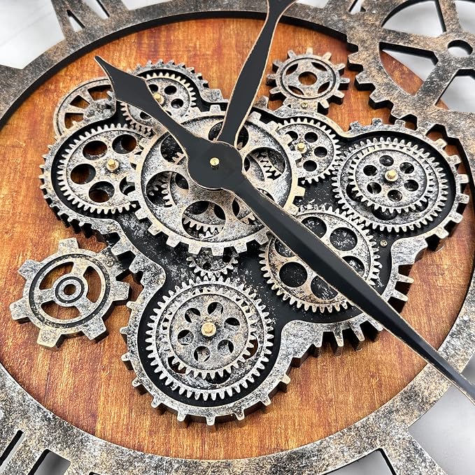 The B-Style 36" Large Moving Gear Wall Clock Oversized Vintage Farmhouse Wall - Image 3
