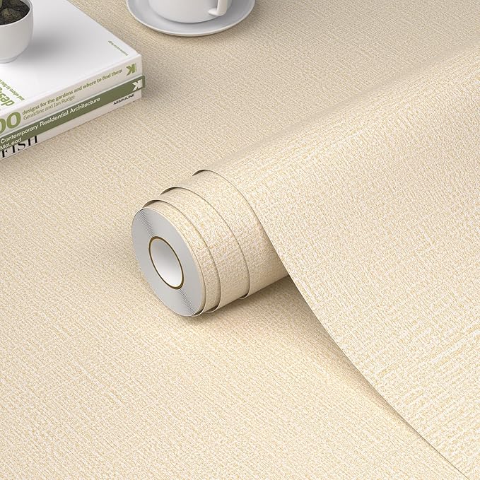 WADILE Grasscloth Peel and Stick Wallpaper 15.7in x 393.7in, Textured Contact by WADILE