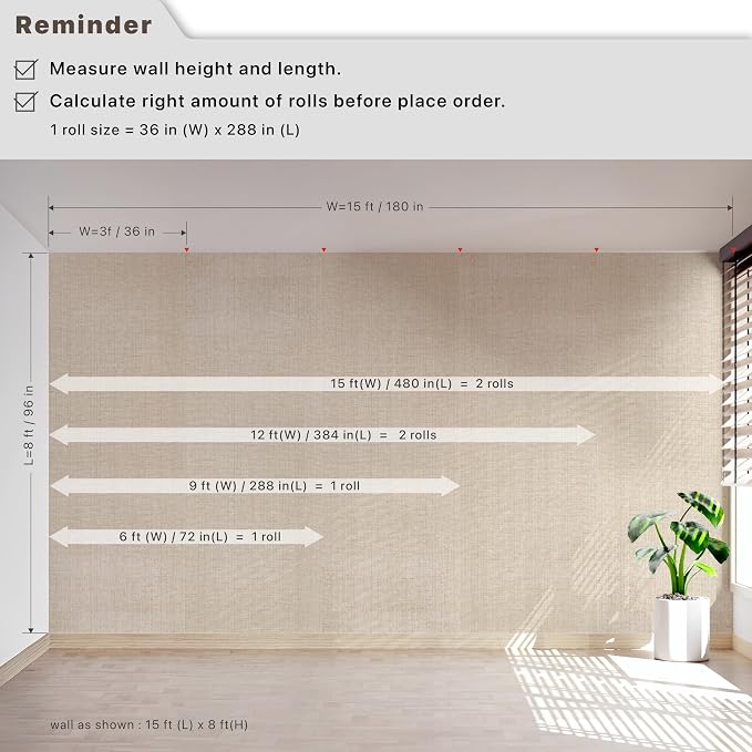 Ansehan Wallcovering W030106 EnvyCollection 36" W x 8 Yard L, Natural Paper - Image 9