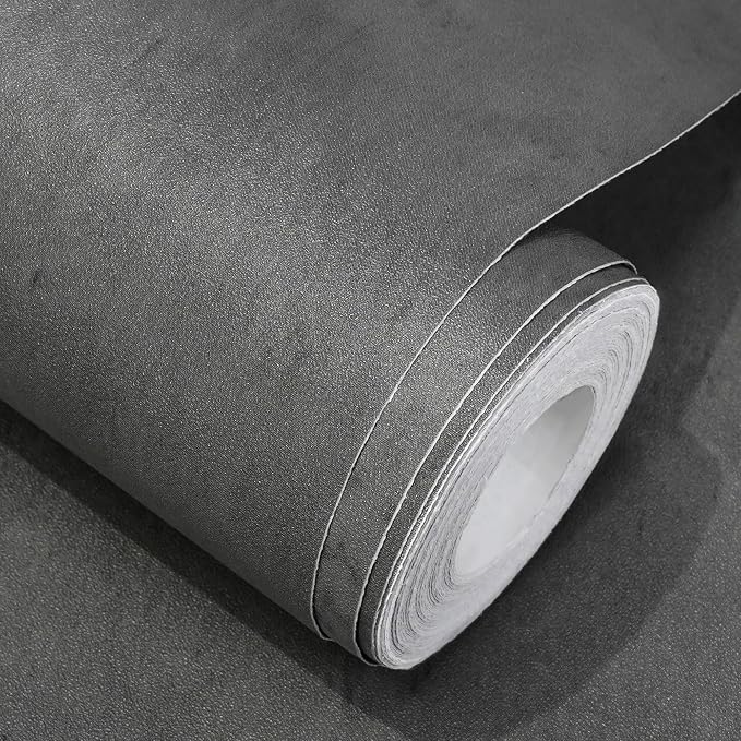WADILE Black Gray Concrete Wallpaper 15.7 in * 708 in, Cement Contact Paper 3D by WADILE