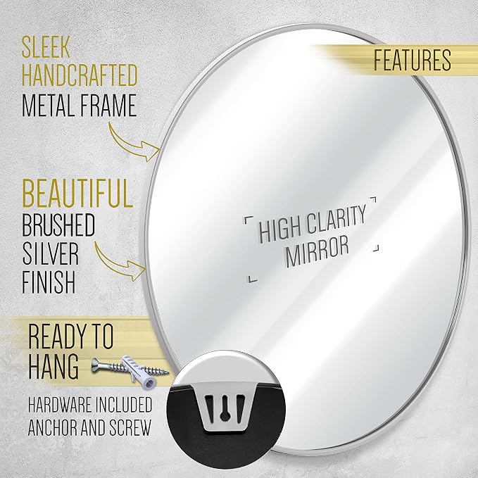 HBCY Creations Medium Round Mirror, Living Room and More, Modern Minimalist - Image 5