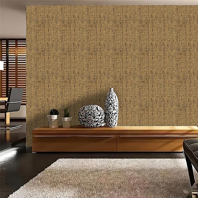15.75"x393.7" Brown Wallpaper Peel and Stick Removable Grasscloth Textured Wall - Image 5