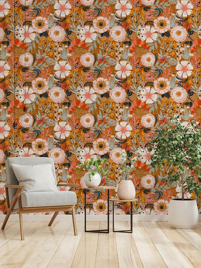 HAOKHOME Boho Peel and Stick Wallpaper Floral Wall Paper Removable - Image 6