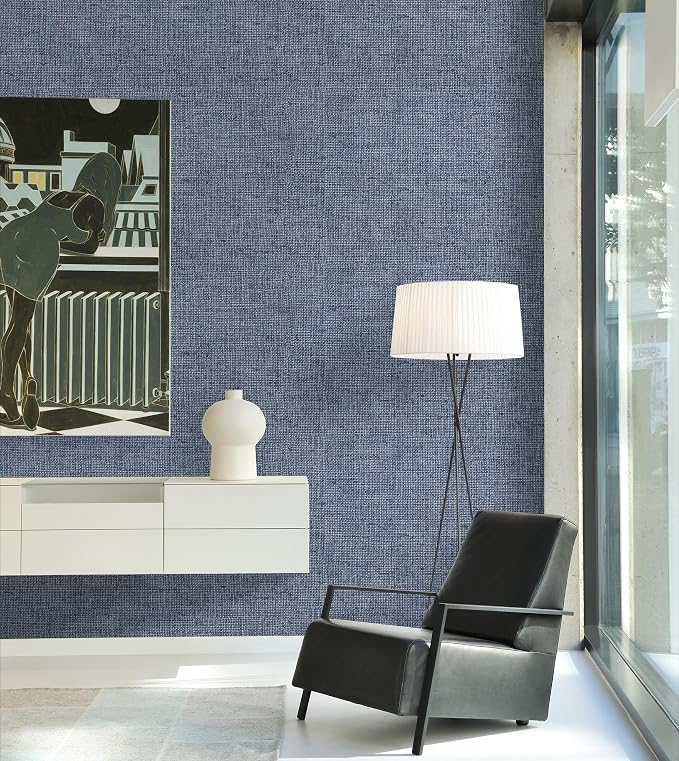 Blue Grasscloth Peel and Stick Wallpaper Textured Contact Paper 15.7in x - Image 5